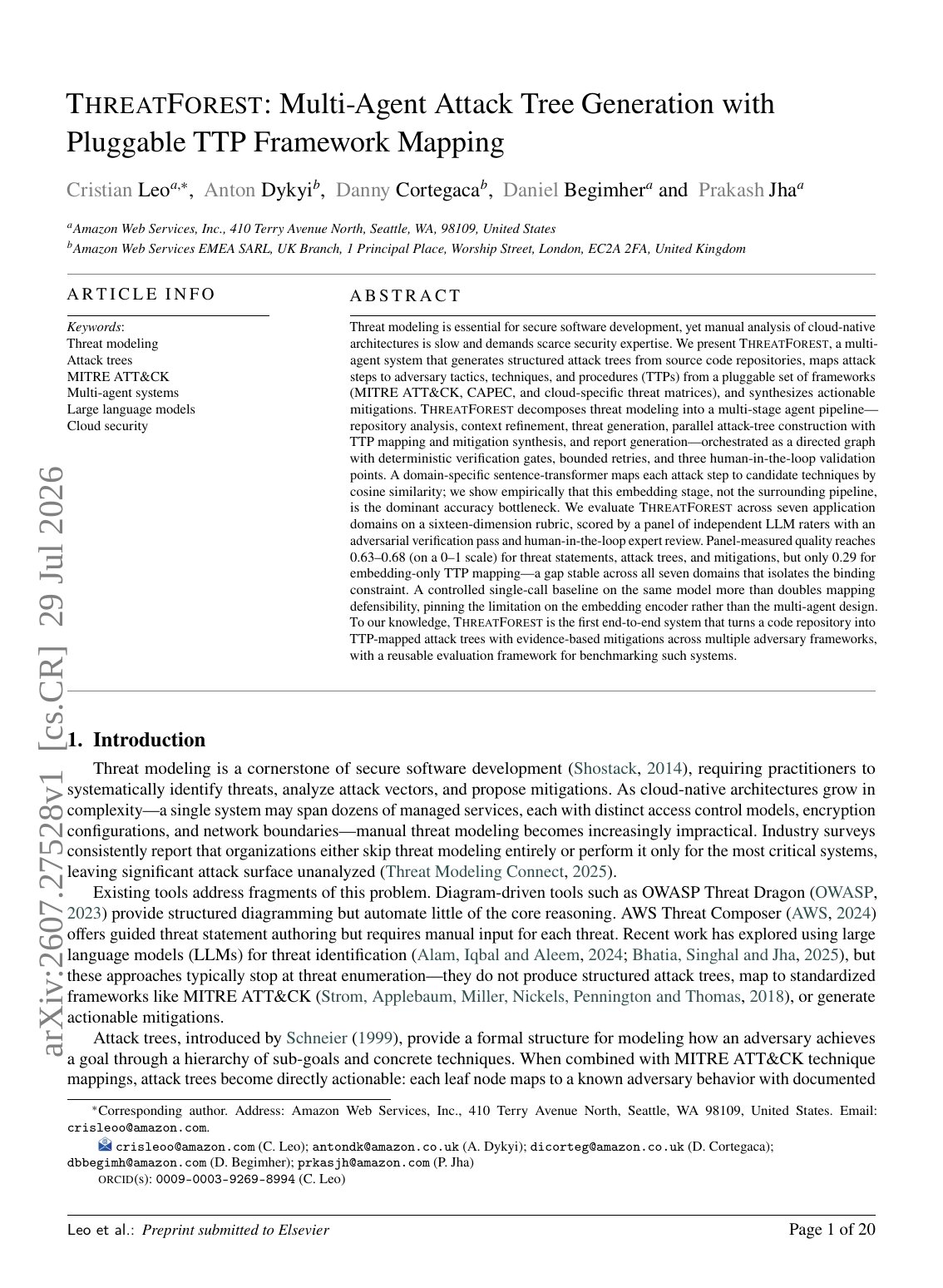 ThreatForest: Multi-Agent Attack Tree Generation with Pluggable TTP Framework Mapping first page